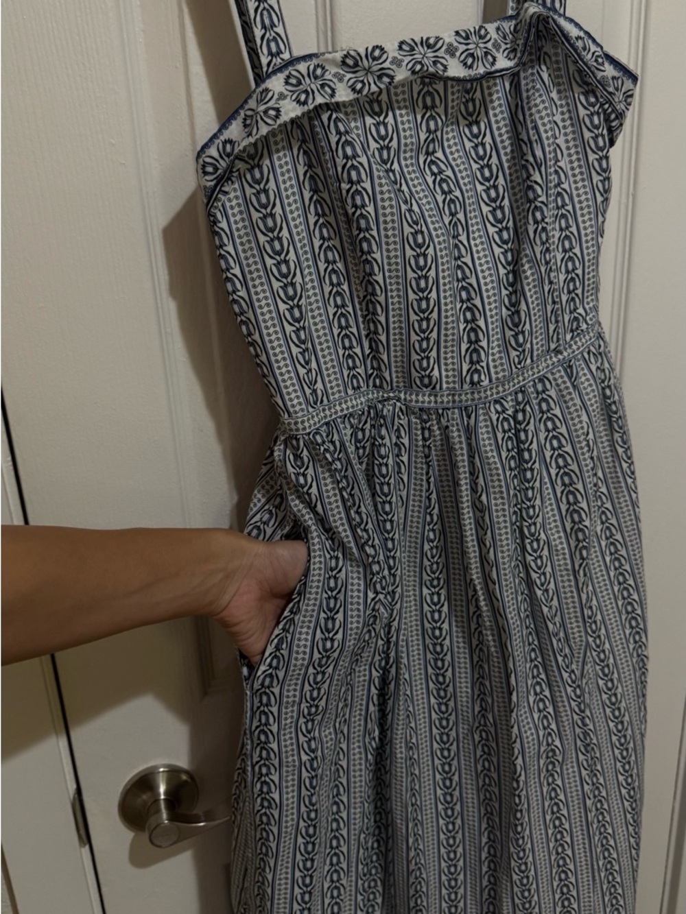 Max Studio Blue & White Striped Square-Neck Maxi Dress with POCKETS!! - Picture 7 of 10
